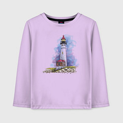 Лонгслив хлопковый детский Crisp Point Lighthouse, цвет: лаванда