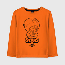 Лонгслив хлопковый детский Brawl Stars LEON раскраска, цвет: оранжевый