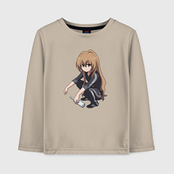 Лонгслив хлопковый детский Аниме Тян, цвет: миндальный