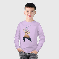 Лонгслив хлопковый детский KIMETSU NO YAIBA, цвет: лаванда — фото 2