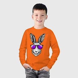 Лонгслив хлопковый детский Клевый заяц, цвет: оранжевый — фото 2