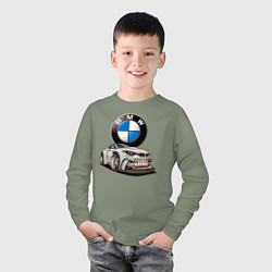 Лонгслив хлопковый детский BMW оскал, цвет: авокадо — фото 2