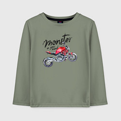 Лонгслив хлопковый детский Monster, цвет: авокадо
