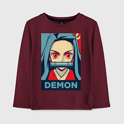 Лонгслив хлопковый детский Незуко Камадо, цвет: меланж-бордовый