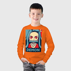 Лонгслив хлопковый детский Незуко Камадо, цвет: оранжевый — фото 2