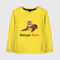 Лонгслив хлопковый детский Мама бенгальского кота, цвет: желтый