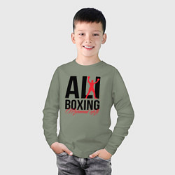 Лонгслив хлопковый детский Muhammad Ali, цвет: авокадо — фото 2