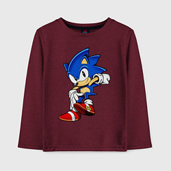 Лонгслив хлопковый детский SONIC, цвет: меланж-бордовый