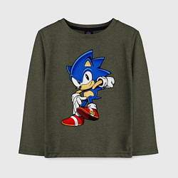 Лонгслив хлопковый детский SONIC, цвет: меланж-хаки