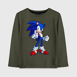 Лонгслив хлопковый детский SONIC, цвет: меланж-хаки