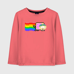 Лонгслив хлопковый детский Картман Nyan Cat, цвет: коралловый