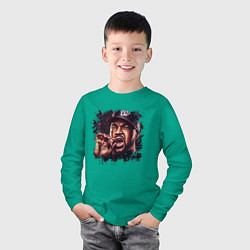Лонгслив хлопковый детский Ice Cube, цвет: зеленый — фото 2