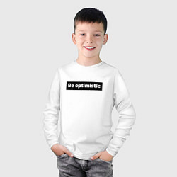 Лонгслив хлопковый детский Будь оптимистом, цвет: белый — фото 2