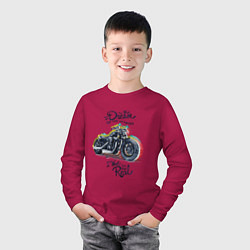 Лонгслив хлопковый детский Мотоцикл, цвет: маджента — фото 2