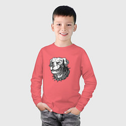 Лонгслив хлопковый детский Злая собака, цвет: коралловый — фото 2