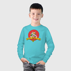 Лонгслив хлопковый детский Looney Tunes, цвет: бирюзовый — фото 2