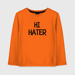 Лонгслив хлопковый детский HI HATER BYE HATER, цвет: оранжевый