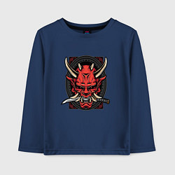 Лонгслив хлопковый детский МАСКА РОНИНА, цвет: тёмно-синий