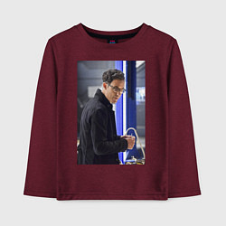 Лонгслив хлопковый детский Harrison Wells, цвет: меланж-бордовый