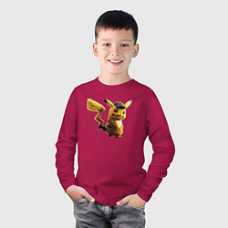 Лонгслив хлопковый детский Пушистик Пикачу, цвет: маджента — фото 2