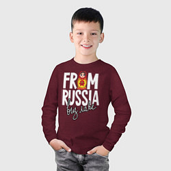 Лонгслив хлопковый детский Из России с любовью, цвет: меланж-бордовый — фото 2