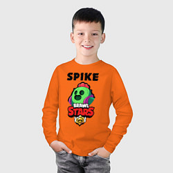 Лонгслив хлопковый детский BRAWL STARS SPIKE, цвет: оранжевый — фото 2