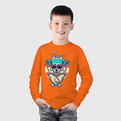 Лонгслив хлопковый детский Skull Summer, цвет: оранжевый — фото 2