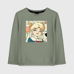 Лонгслив хлопковый детский Еда Делает Меня Счастливой! SM, цвет: авокадо