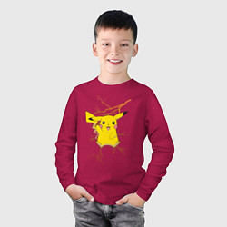 Лонгслив хлопковый детский Pikachu, цвет: маджента — фото 2