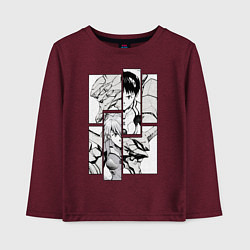 Лонгслив хлопковый детский Аска и Синдзи, Евангелион, цвет: меланж-бордовый