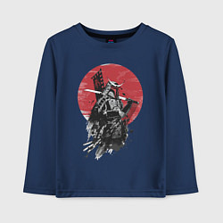 Лонгслив хлопковый детский Японский самурай, цвет: тёмно-синий