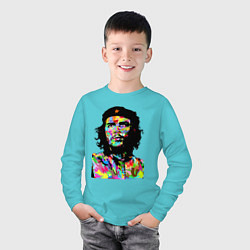 Лонгслив хлопковый детский Che, цвет: бирюзовый — фото 2