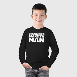 Лонгслив хлопковый детский Manners maketh man, цвет: черный — фото 2