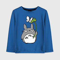 Лонгслив хлопковый детский Totoro и бабочка, цвет: синий