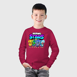 Лонгслив хлопковый детский BRAWL STARS LEON, цвет: маджента — фото 2