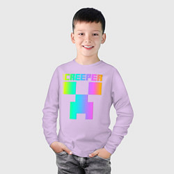 Лонгслив хлопковый детский MINECRAFT CREEPER, цвет: лаванда — фото 2