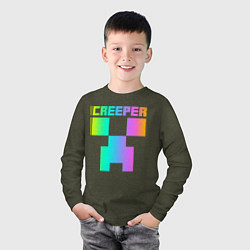 Лонгслив хлопковый детский MINECRAFT CREEPER, цвет: меланж-хаки — фото 2