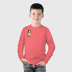 Лонгслив хлопковый детский Mulan, цвет: коралловый — фото 2