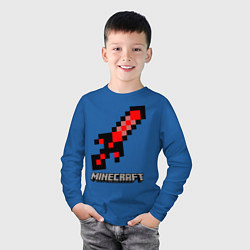 Лонгслив хлопковый детский МЕЧ MINECRAFT, цвет: синий — фото 2