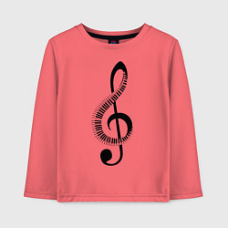 Лонгслив хлопковый детский Скрипичный ключ и клавиши, цвет: коралловый