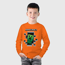 Лонгслив хлопковый детский Майнкрафт, цвет: оранжевый — фото 2