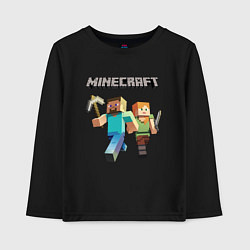 Лонгслив хлопковый детский Персонажи игры Minecraft, цвет: черный