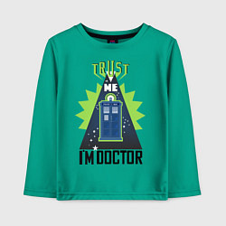 Лонгслив хлопковый детский Trust me, i'm doctor who, цвет: зеленый