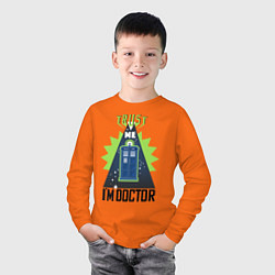 Лонгслив хлопковый детский Trust me, i'm doctor who, цвет: оранжевый — фото 2