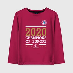 Лонгслив хлопковый детский FC Bayern Munchen Champions of Europe 2020, цвет: маджента