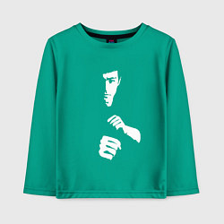 Лонгслив хлопковый детский Брюс Ли, цвет: зеленый