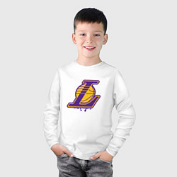 Лонгслив хлопковый детский Lakers, цвет: белый — фото 2
