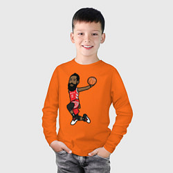 Лонгслив хлопковый детский James Harden, цвет: оранжевый — фото 2