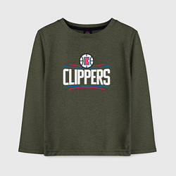 Лонгслив хлопковый детский Los Angeles Clippers, цвет: меланж-хаки