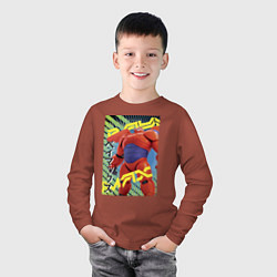 Лонгслив хлопковый детский Бэймакс Город Героев 6, цвет: кирпичный — фото 2